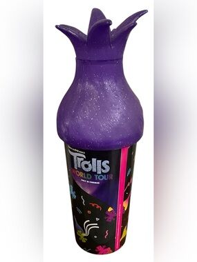 Trolls Purple Flower-Top Drink Tumbler 12”